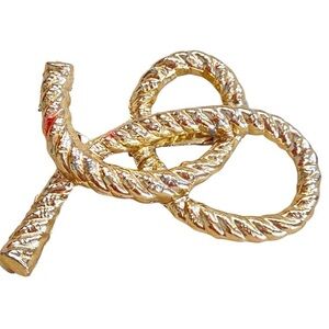 Vintage Gold Tone Rope Knot Brooch Chunky Nautical Statement Pin Farmhouse Find